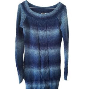 Route 66 Blue Cable Knit Tunic Long Sleeve Sweater